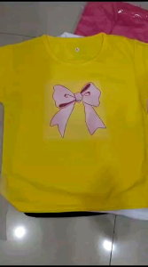 kaos anak perempuan pita viral trendy korea Tshirt kids pita 1-12tahun k.007
