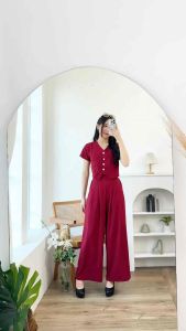 VIANFASHION SET 8089 SETELAN BAJU CELANA KULOT WANITA KATUN CREPE KOREAN STYLE
