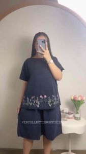 90578 SETELAN 3/4 JEANS BORDIR BUNGA LD104 LD120&LD140 WANITA|SETELAN SANTAI|SETELAN CELANA PENDEK