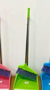 2 in 1 Broom and Dustpan Set Dust Pan with Stainless Handle Cleaning Brush Broom Floor Sweep