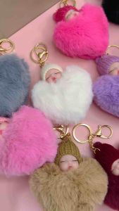 Bagcharm Baby Angel Sleep Boneka Bayi Tidur Love Gantungan Kunci Buah Hati Ganci Bulu Lucu Cute