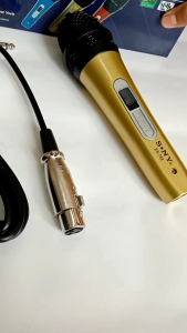 MIC KARAOKE KABEL WARNA GOLD MICROPHONE VOCAL SUARA BUGUS JACK BESAR 65MM