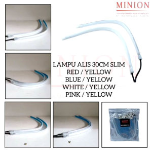 Sepasang Lampu Alis LED Slim Alis DRL Fleksibel Waterproof 12v 30cm 2 Mode Running Motor Mobil