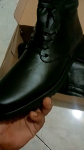 sepatu pdh tali mati semi boots pria kulit asli/sepatu model pleteran karet tebal dan kuat