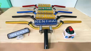 paket hemat stang Rhental cnc import+dudukan/adaftor stang+lampu tembak LED 6mata panjang=✓Gratis saklar