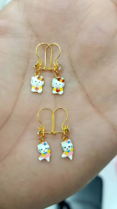 ANTING KAIT ANAK HELLO KITY PERAK 925 ASLI LAPIS EMAS
