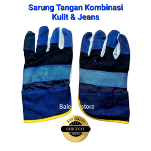 Sarung Tangan Pekerja Proyek Gloves Kombinasi Jeans Dan Kulit