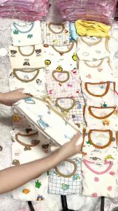 Bộ ba lỗ vải tăm lạnh co giãn mềm mịn thấm hút mồ hôi hoạ tiết xinh xinh cho bé cho trẻ sơ sinh