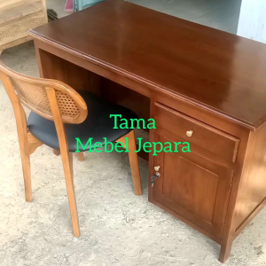 Set Meja Kantor Minimalis Kayu Jati & Meja Belajar