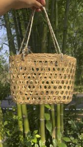 ตะกร้าสานลายชะลอมจากไม้ไผ่10*5*7นิ้ว