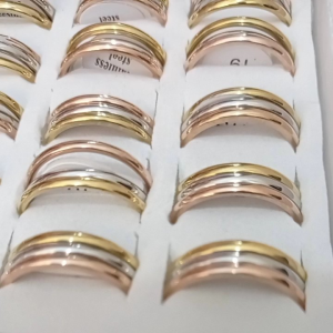 cincin kombinasi titanium 3 pcs perhiasan wanita anti luntur