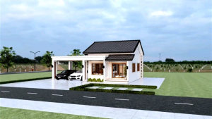 แบบบ้าน 1 ชั้น 2 ห้องนอน 2 ห้องน้ำ 70 ตารางเมตร