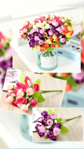 AF09A Bunga Kuncup Mawar Mini Kecil Artificial Tulip Buket Rose Flower