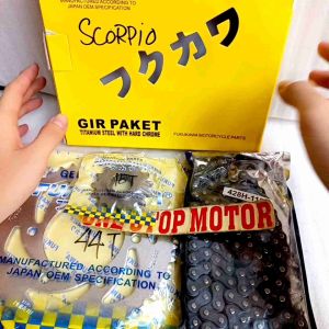 GEAR PAKET GIR SET YAMAHA SCORPIO 428H-118L-44T-15T ORIGINAL ORI ASLI FUKUKAWA