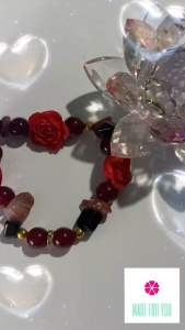 MFY Health Prosperity Good Family Relationship Red Agate & Black Onyx Lucky Charm Women Bracelet Cleansed