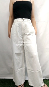 Celana Kulot Panjang Wanita Kancing Bahan Premium Jeans