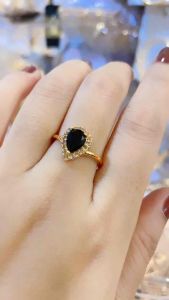 CINCIN EMAS DELIA BATU HITAM PERMATA GIOK TITANIUM ANTI LUNTUR