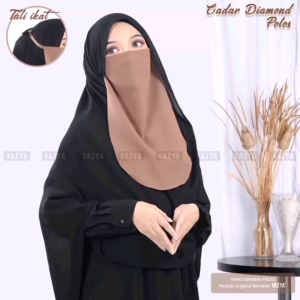 Cadar Niqab Dengan Ikat Tali atau Karet Diamond Polos 1 Layer Syari Wanita Muslimah