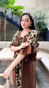 Daster Murah Kekinian New Model Lalisa Leo Dress Murah Mewah Kekinian Lengan 3/4 Bahan Rayon Tebal Adem