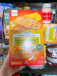 [ Date 02/ 2027 ] Bánh cookies dừa xoài hạnh nhân Nonnins ThinAddictives Mango Coconut Thin Almond Cookies 575g Mỹ.
