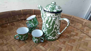 Set Ceret Teko Blirik Hijau 15 Liter dan Mug Kecil 120 ml - 4 pcs