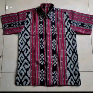 KEMEJA TENUN KOMBINASI POLOS UNTUK LEBARAN CASUAL