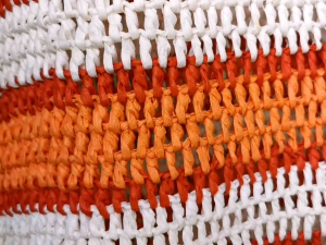 DaVee | Handmade woven striped straw bag beach bag shopping bag red white tote bucket bag shoulder bag