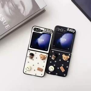 Hardcase Samsung Galaxy Z Flip 6 5G 2024 With Cute 3D BEAR Phone Case For Samsung Galaxy Z Flip 6