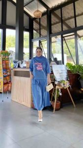 Setelan Wanita Oversize Rok Rempel Catton Combad 20s / one set wanita ootd hijab