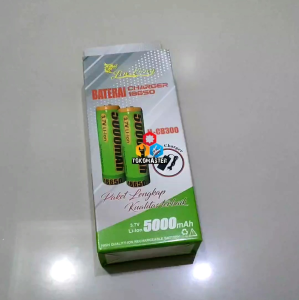 Paket Sepasang Baterai 18650 Isi Ulang Li-ion 37V 5000mAh 2pcs + Charger 2slot Indikator Batre Cas Batrei Charge Batrai Vape