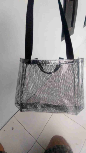 TOTEBAG tas Bening PVC Transparan motif jaring Tas transparan Tas travel