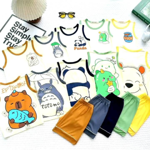 Bộ ba lỗ thun lạnh Minky Mom in hình dễ thương cho bé trai bé gái 7-28 kg Bl-IN85