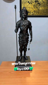 พระวิษณุกรรม เทวดานายช่างใหญ่ของพระอินทร์ องค์ยืน สูง58cm. เนื้อทองเหลืองรมดำ