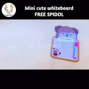[UNIKUSUKA] Papan tulis mini anak karakter hewan lucu FREE Spidol dan Gantungan  Mini whiteboard cute