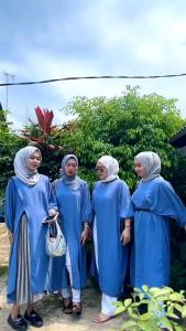 Long Tunik Belah Depan Atasan Wanita Jumbo Lengan 3/4 Crinkle Airflow