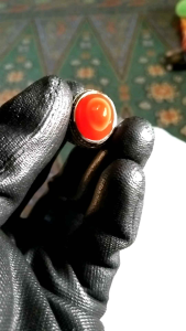 Cincin Alpaka Batu Chalcedon Motif