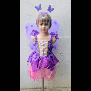 Kostum Halloween Anak Penyihir Peri Kupu Ungu Fairy Butterfly Cosplay