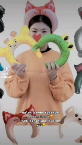 Balon Foil Bando Karakter Hewan / Headband / Balon Bando Anak Perlengkapan Pesta