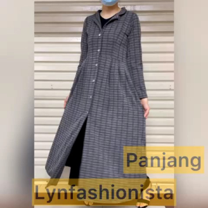 LYNFASHIONISTA-KARDIGAN PANJANG WANITA MUSLIM MOTIF KANCING HIDUP/YUREZA
