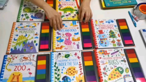 🌟หนังสือระบายสี Finger print สมุดกิจกรรมพร้อมสี สำหรับเด็ด 3-5 ปี ของคุณ - USborne