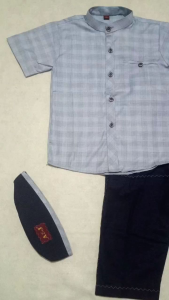 koko anak A&J bensu motif kotak lengan pendek