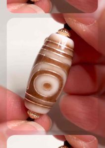 Tibetan Dzi Beads Two Eyed Dzi Beads 藏传措银二眼天珠 27.9x13.1mm