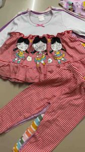 (10-22kg) bộ babydoll tay dài bé gái thun borip loại 1 viền bèo chữ U siêu đẹp!!! 941