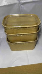 [10Pieces] KRAFT RECTANGLE Container 500ml 750ml 1000ml With LID Drakes Packaging Supplies Trading