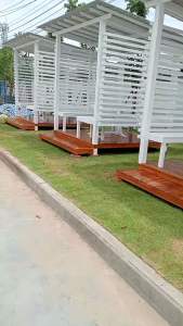 ซุ้มระแนงไม้สักทองขนาด2.00*2.00ม.นั่งได้8-10คน