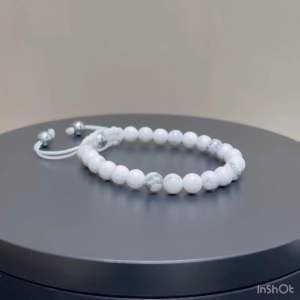CW Manila - Howlite Adjustable Bracelet - 6mm Howlite stones semiprecious