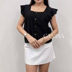 Katherine (M-2XL) Butterfly Ruffles Buttoned Down Top