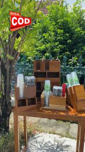 RAK CUP SEMUA UKURAN | TATAKAN CUP BAHAN KAYU JATI | HOLDER GELAS CUP DAN SEDOTAN