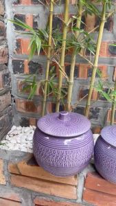 Âu Đựng Mỡ Bát Tràng Màu Tím Pastel Hũ Sứ Muối Dưa Cà Đựng Đường Muối Decor Bếp Xưa Gốm Sứ Bát Tràng