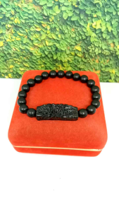 Gelang Kayu Kelor Hitam Ukir Bunga Spesial A53